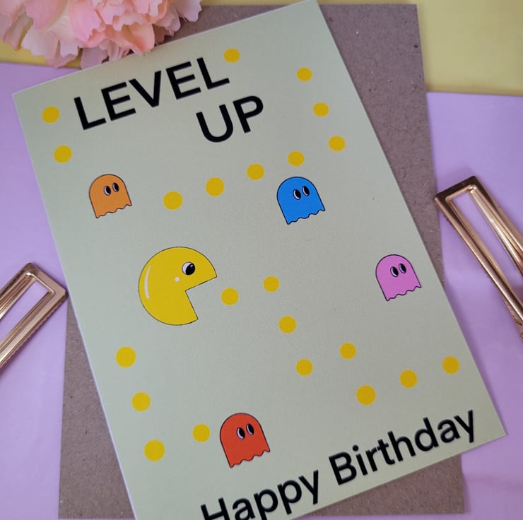 Pac man birthday card - Folksy