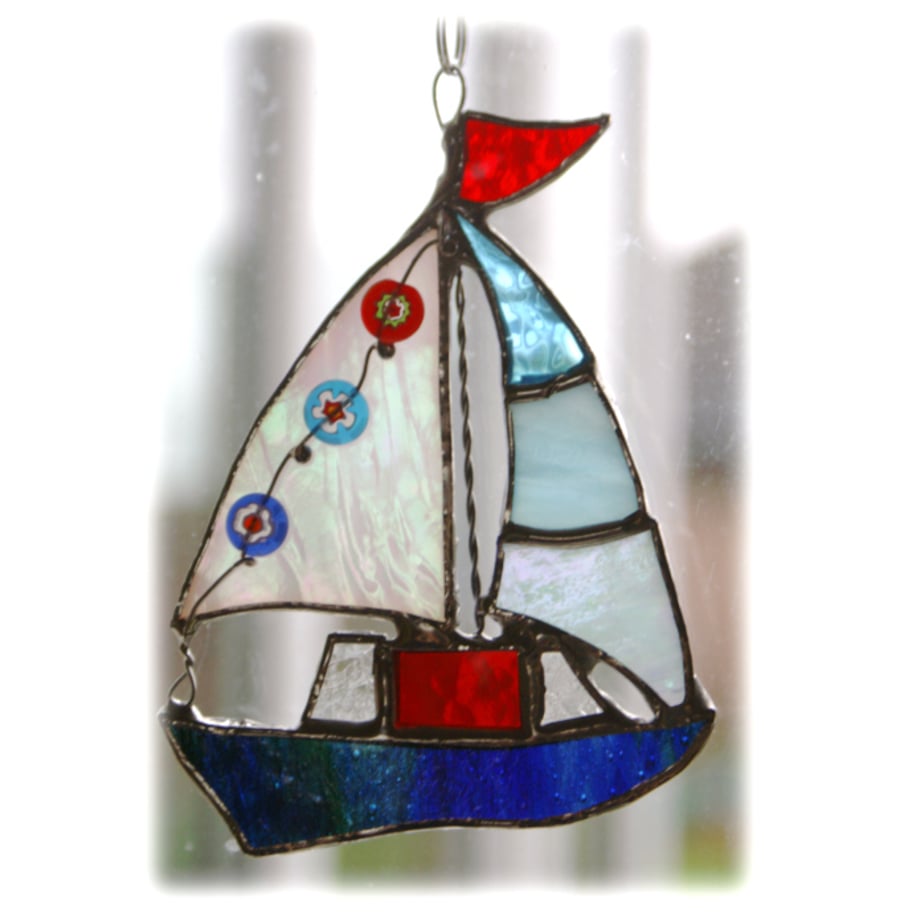 Boat Suncatcher Stained Glass Sailboat Yacht 039