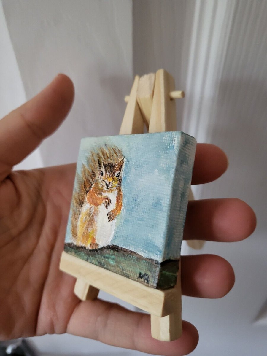 Original mini canvas painting Squirrel