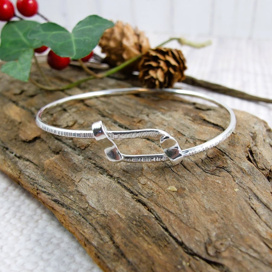 Sterling Silver Bangle with Adjustable fit up to 19.5cms
