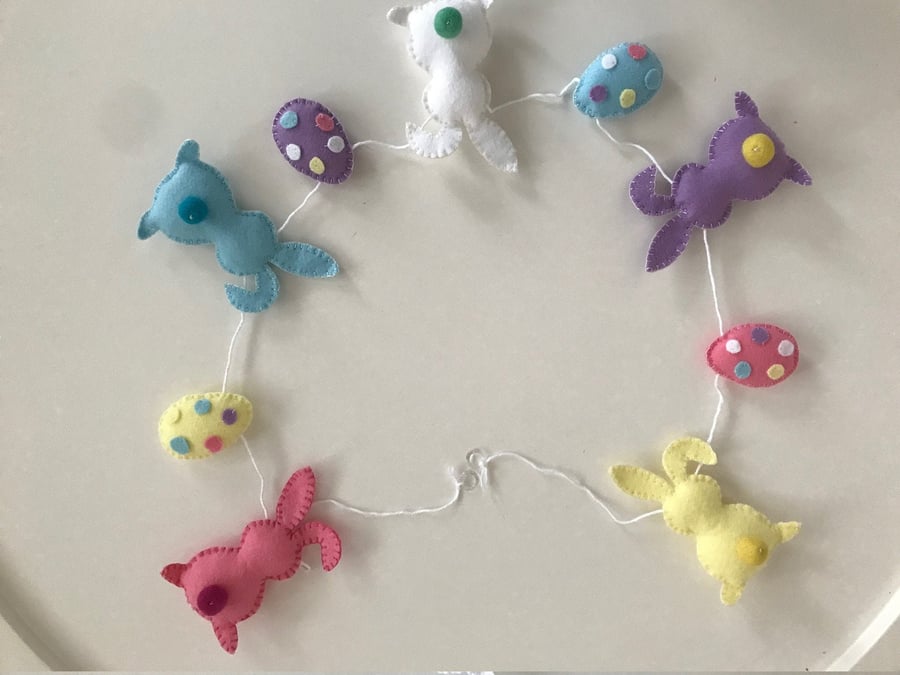Felt Rabbit Decoration, Easter Bunny Garland, Easter Felt Garland, Handmade East