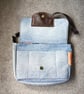 Satchel style preloved denim handbag cut from Levi denim jeans.Leather tab.  - Image 4