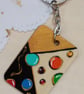 Wooden rectangular colourful bubbles keyring  - Image 2