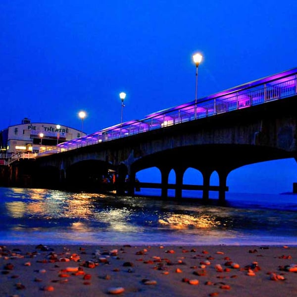 Bournemouth Pier And Beach Dorset England UK 18"X12" Print