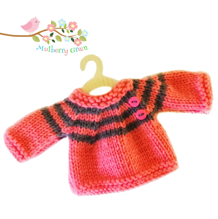 Coral Pink and Grey Striped Jumper