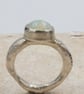 Handmade Silver Ring with White Ethiopian Opal : Size N - Image 6