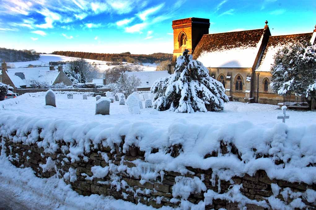 Snowshill St Barnabas Church In The Snow Cotswolds Photograph Print