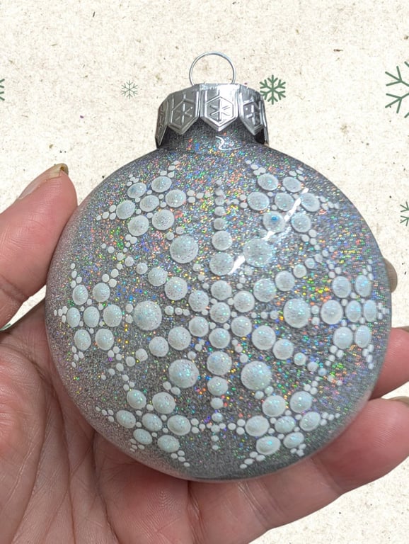 Hand painted dot painted Christmas Ornament
