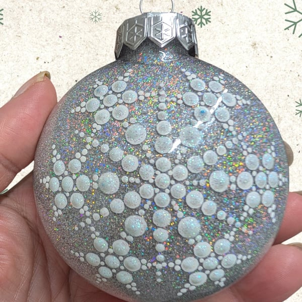 Hand painted dot painted Christmas Ornament