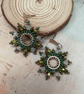 Pretty delicate beaded hoop dangle earrings, ladies artisan statement earrings  - Image 3
