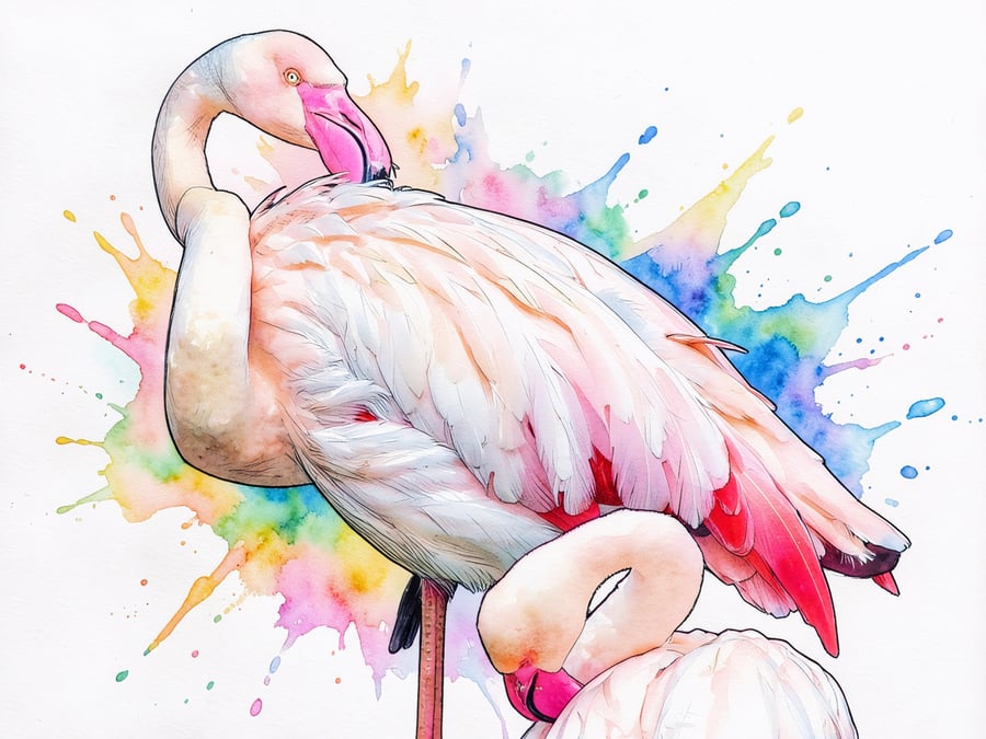 Flamingos Greeting Card A5