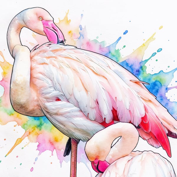 Flamingos Greeting Card A5