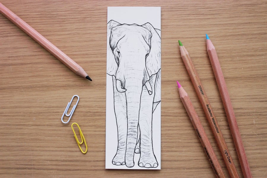 Elephant Bookmark - Kids Colour-In Animal Education Bookmark