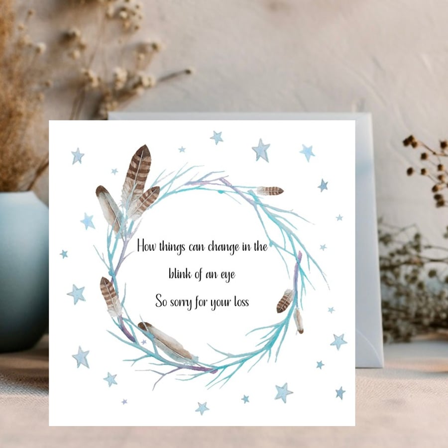 Feather Sympathy Wreath ready to be personalised