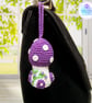 Crochet purple toadstool, mushroom fairy house decoration, bag charm  - Image 8