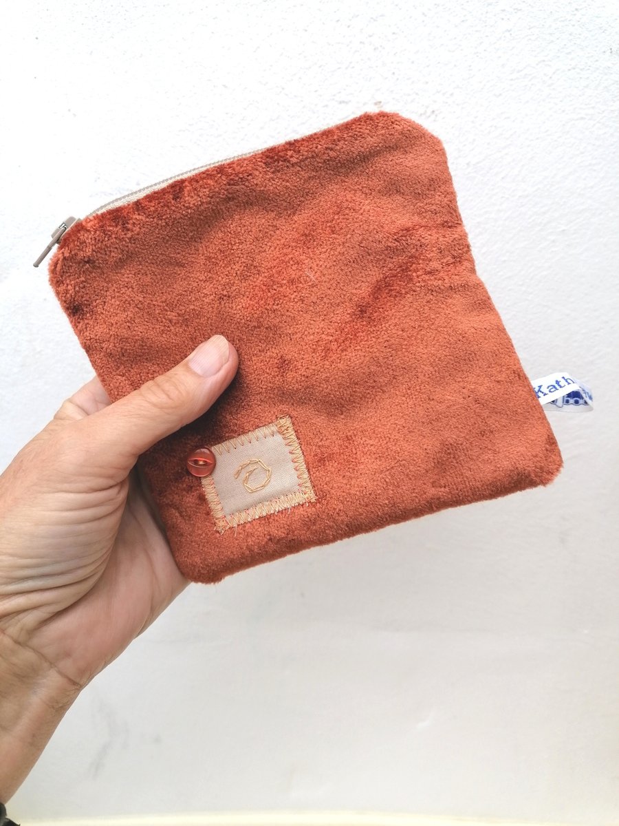 Coin Purse, Orange Velvet 