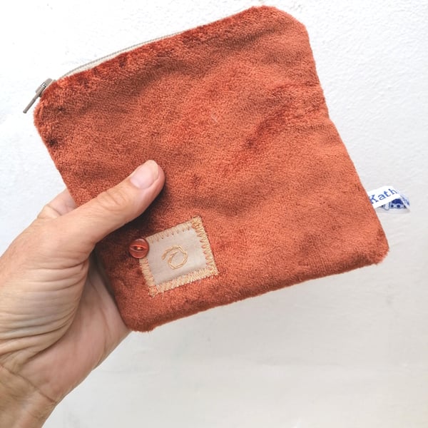 Coin Purse, Orange Velvet 