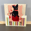 Greetings Card - Black Dog on Armchair