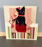 Greetings Card - Black Dog on Armchair