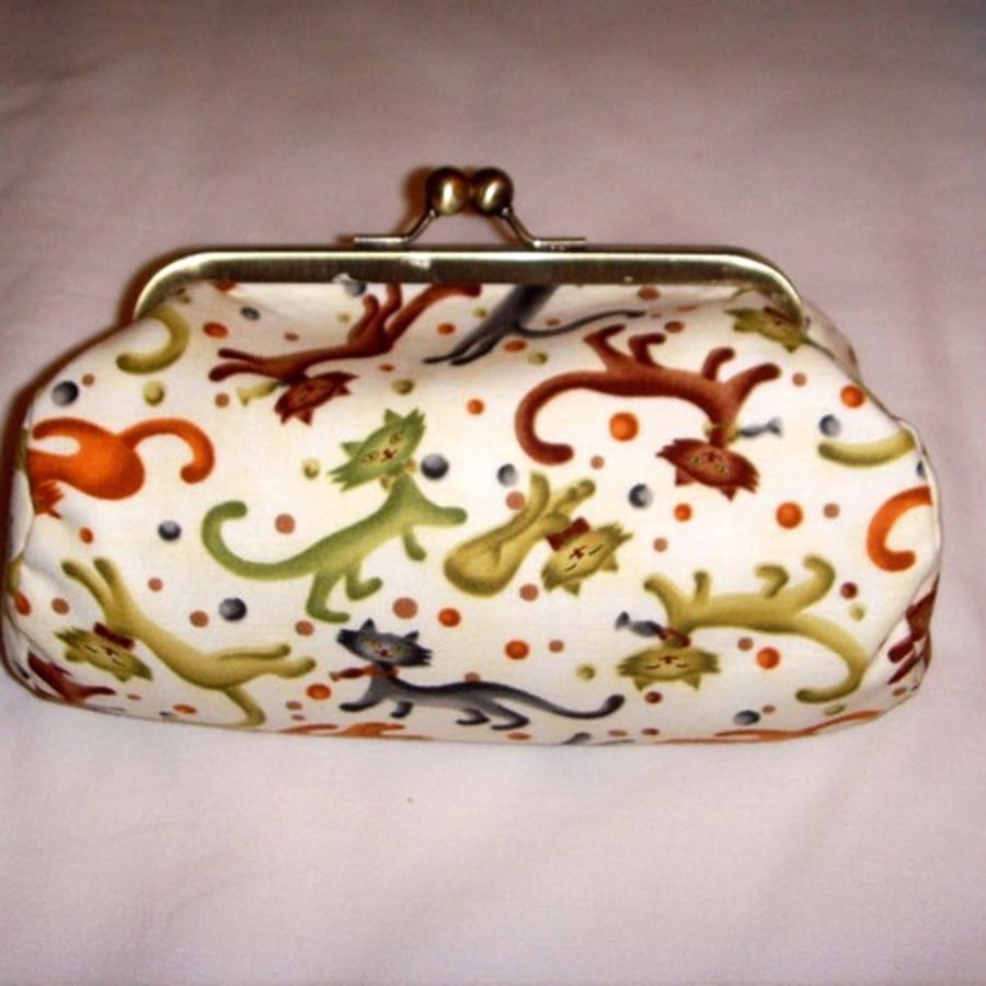 Colourful Cats Clutch Bag / Make up Purse