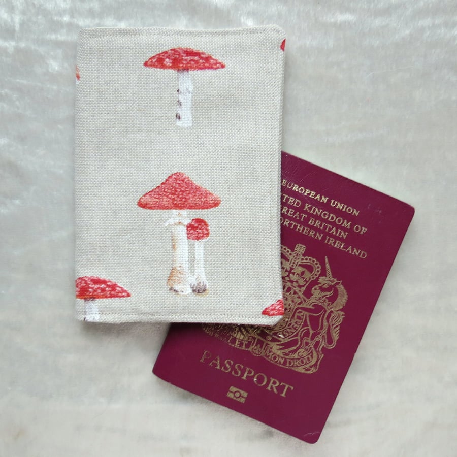 Passport Cover.  Passport sleeve.  Toadstool design.