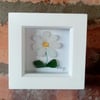 Daisy flower sea glass framed picture, Scottish seaglass beach art
