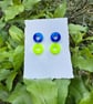 Double Blue and Neon Hoop Earrings