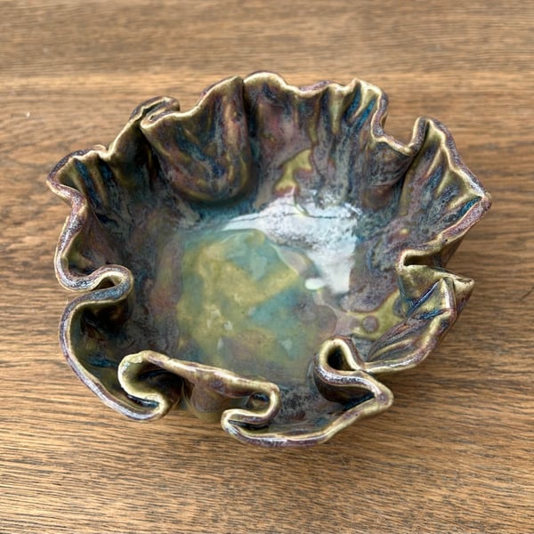 Handmade ceramic trinket dish 13cm wide x 6.5cm high Unique gift