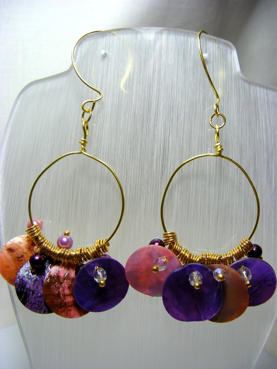 Shell Disc Hoop Earrings
