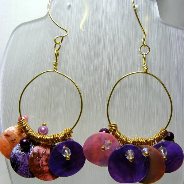 Shell Disc Hoop Earrings