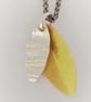 Pilar by Fedha - double leaf pendant in silver and vermeil, oxidised spiga chain - Image 3