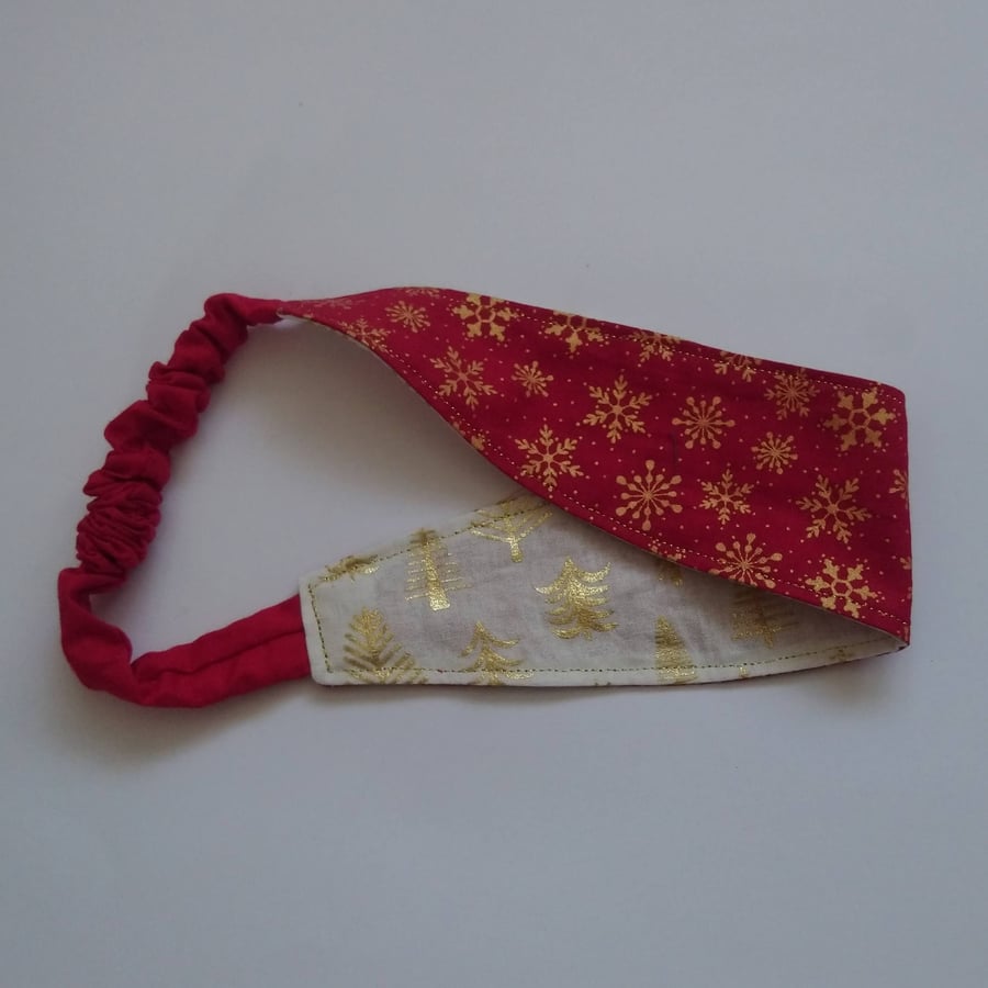 Snowflakes and Christmas Tree Reversible Headband