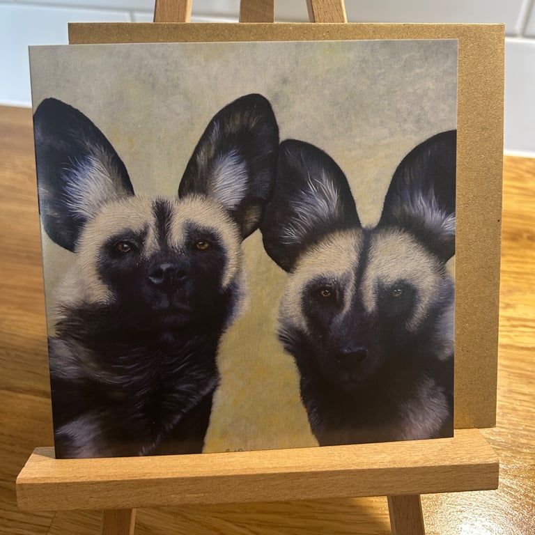 6 x 6 inch Painted Dogs pair Card
