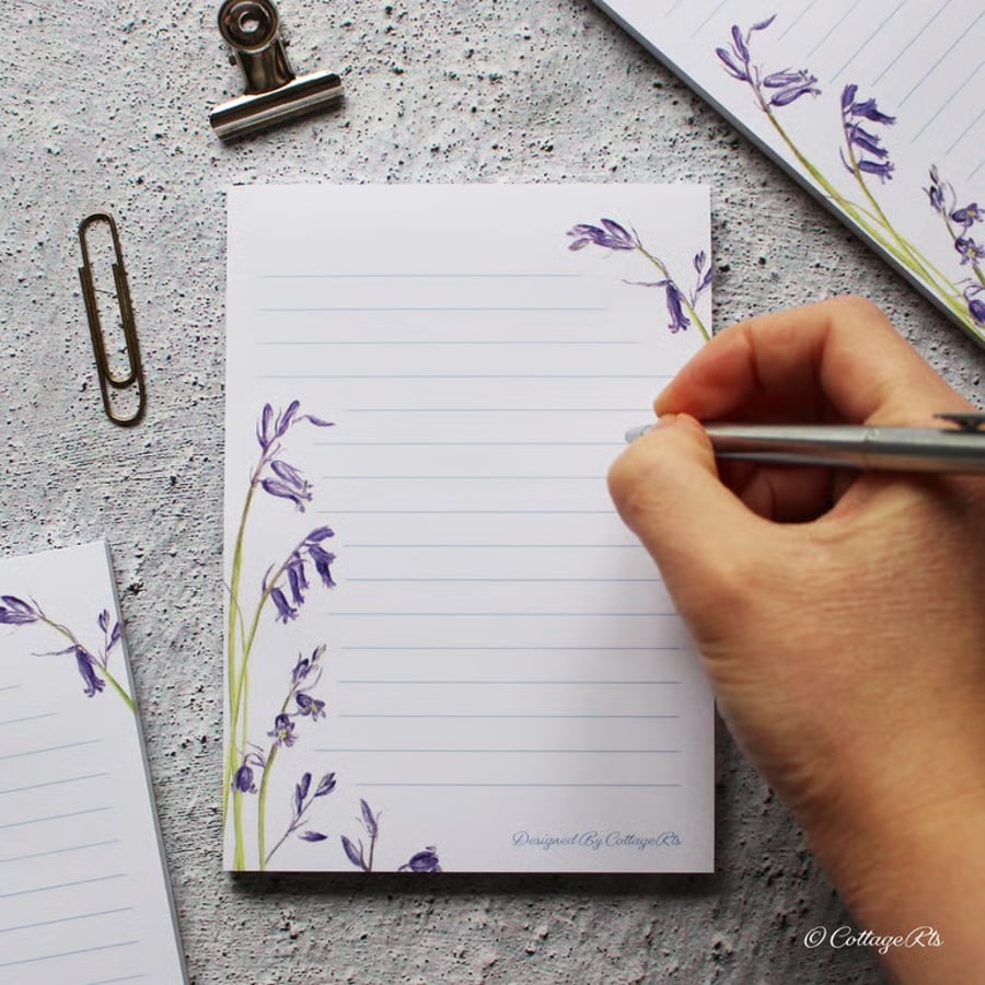A6 Notepad With Bluebell Design - Lined 