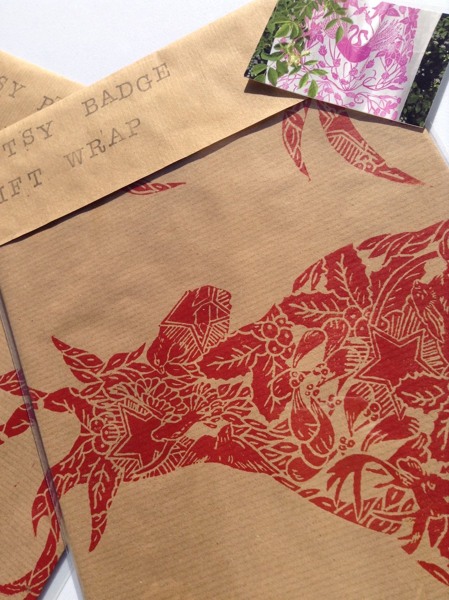 Hand Printed Luxury Christmas Gift Wrap