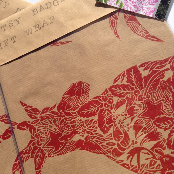 Hand Printed Luxury Christmas Gift Wrap
