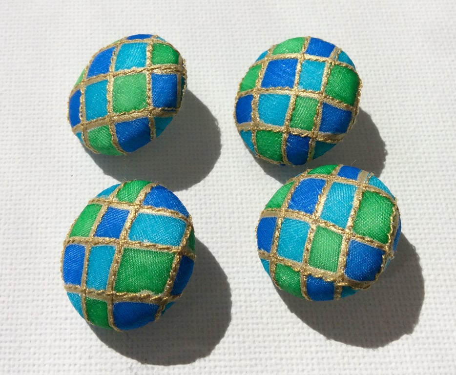 Buttons, hand painted silk covered