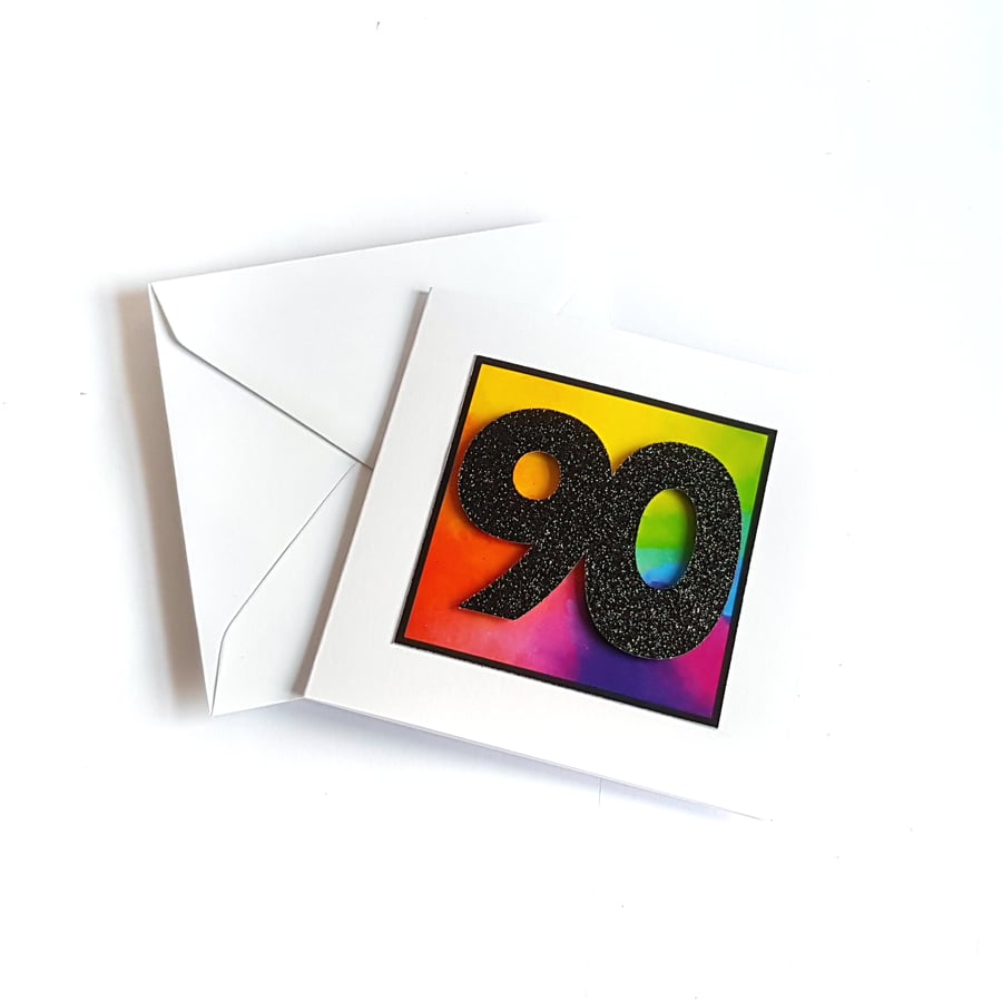 Age 90 Birthday Card - 90th Birthday Rainbow Card