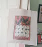 Cotton Tote with Vintage Button Card Illustration