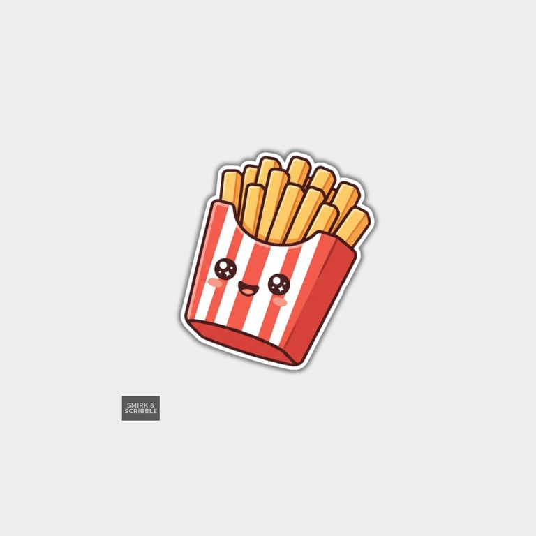 Funny Vinyl Die Cut Sticker For Adults - Cute Kawaii French Fries
