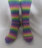 Hand-cranked Knitted Ribbed Wool Socks Size 6 to 7