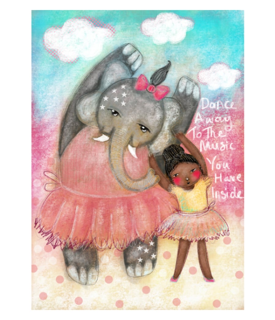 Dance, Digital Print, Fine Art, Elephant,Ballerina