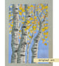 Birch in Autumn, a landscape artwork, original art, tree wall art, landscape