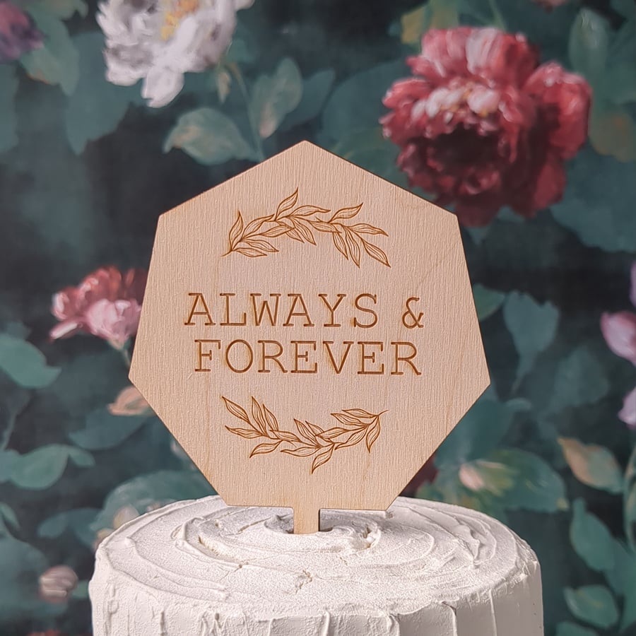 CLEARANCE Always & Forever Wooden Cake Topper