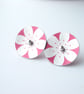 Flower studs in red and silver - Image 2