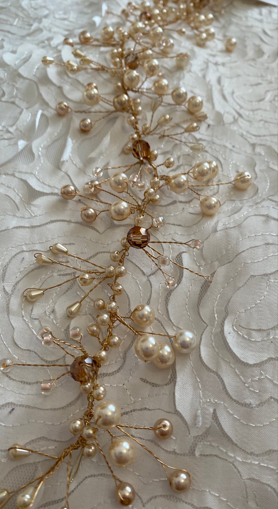 The Rachael - 40cm bridal vine - Bridal tiara - Vintage pearl vine