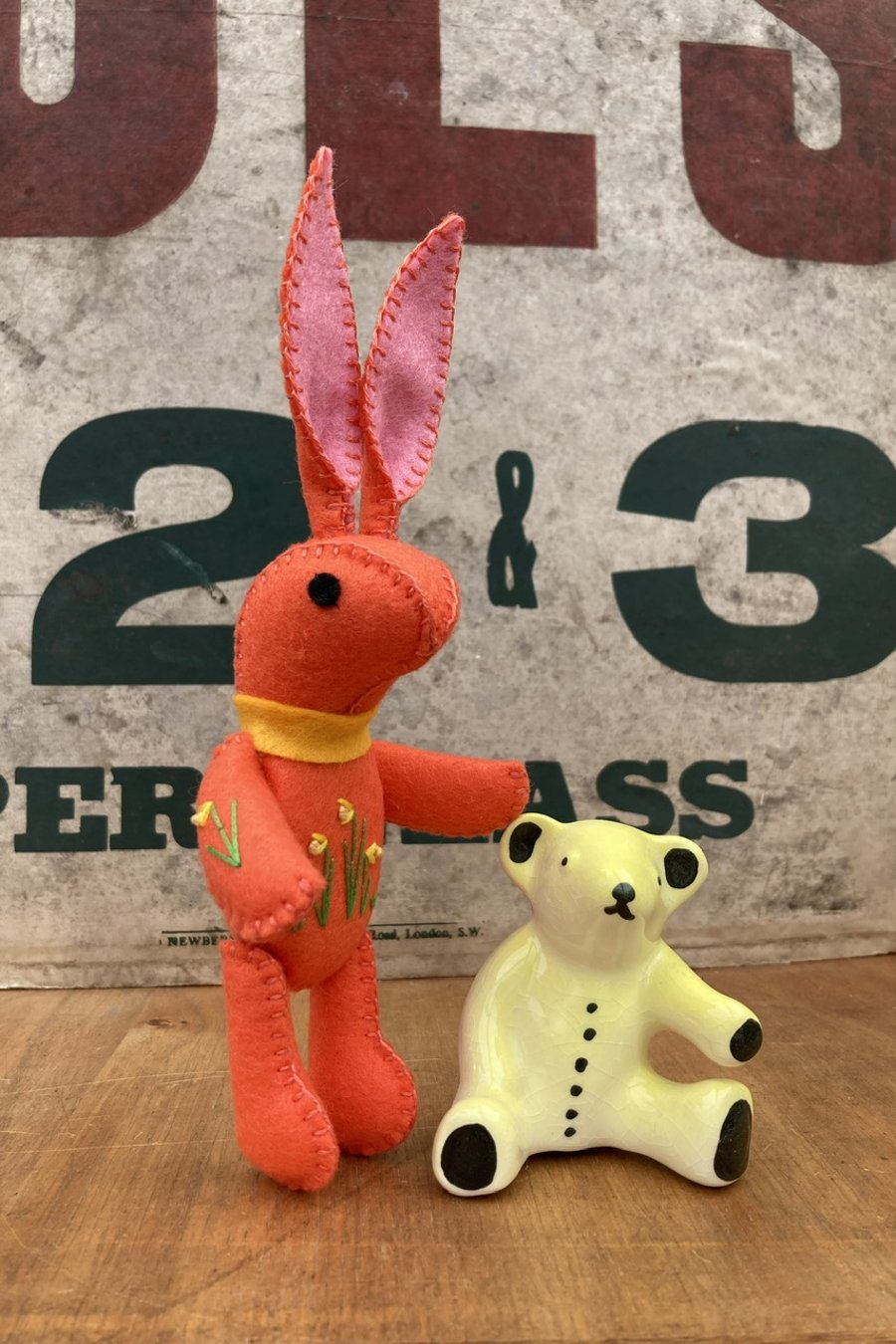 Orange Bunny The Little Hand Embroidered Felt Rabbit  