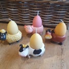 Lovely Farmyard Egg Cup Candle Set