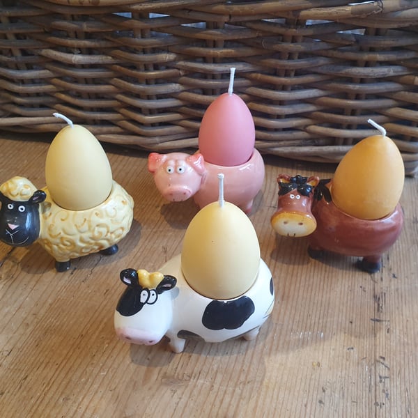 Lovely Farmyard Egg Cup Candle Set
