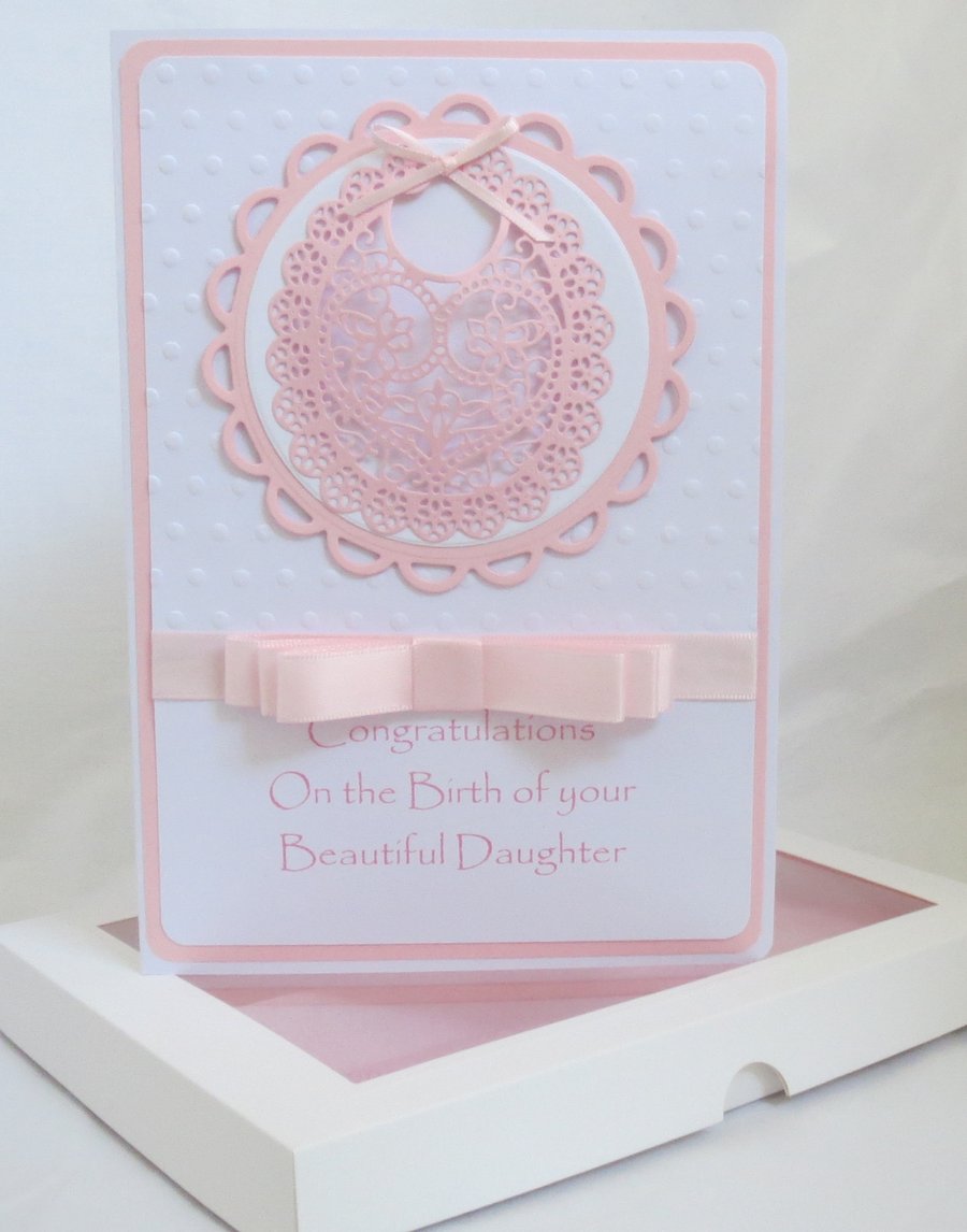 New Baby Girl keepsake handmade card made to order Folksy